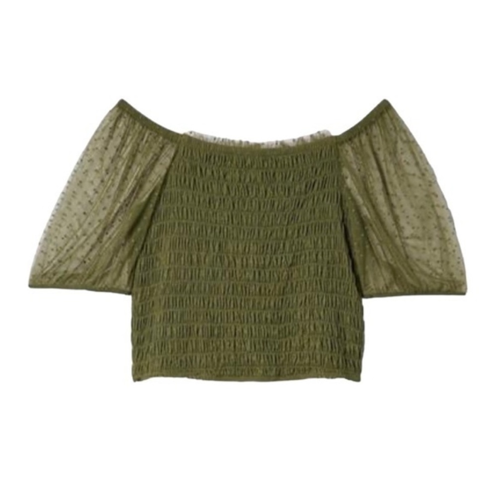 Olive Green Off-Shoulder Top